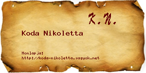 Koda Nikoletta névjegykártya